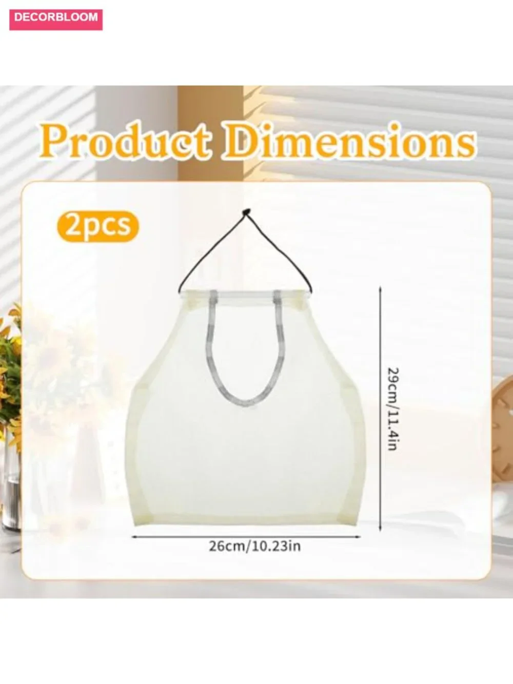 2 Pack Hanging Mesh Storage Bags for Fruits Vegetables Onions Produce
